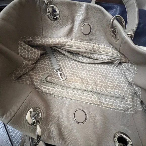 BRIGHTON Color Block Stripes Leather Extra Large Shoulder Tote Bag - Picture 8 of 12